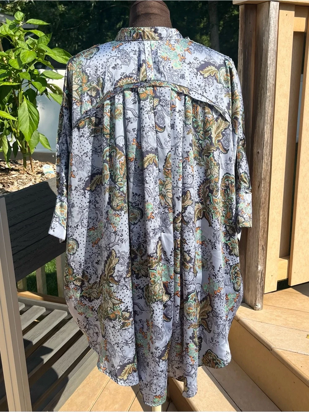 Free People Intimately Goddess Satin Paisley Oversized Sleep Shirt Size XS Boho